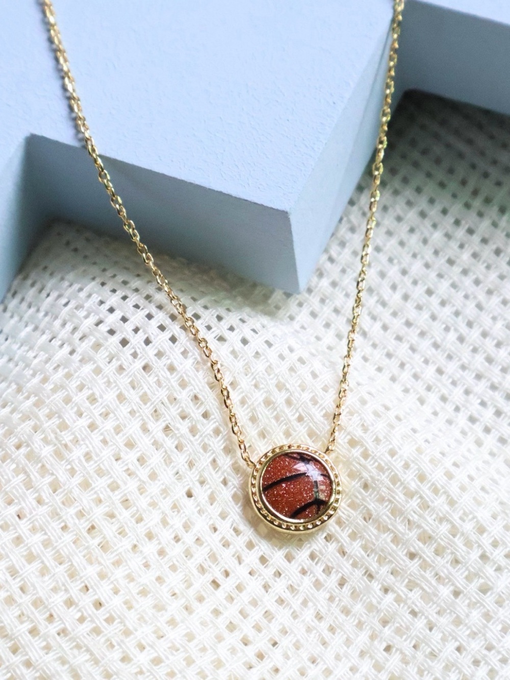 Kendra Scott Gold Basketball Pendant Necklace - Orange 2429 - Picture 2 of 3